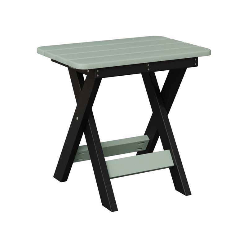 Berlin Gardens Folding End Table, Black, Seafoam