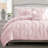 Floral Pintuck 3PC Comforter Set, Soft Microfiber, Pastel Colors, Lightweight Bedding Set-689213273-689213276