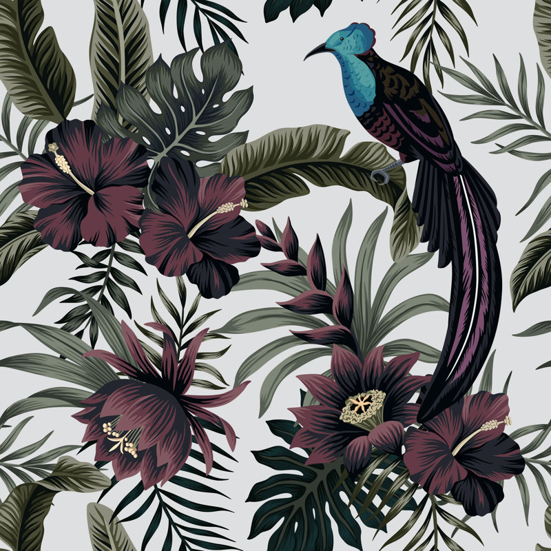 Rouleau de papier peint adhésif de style l 10 pi x l 24 po tropical lotus