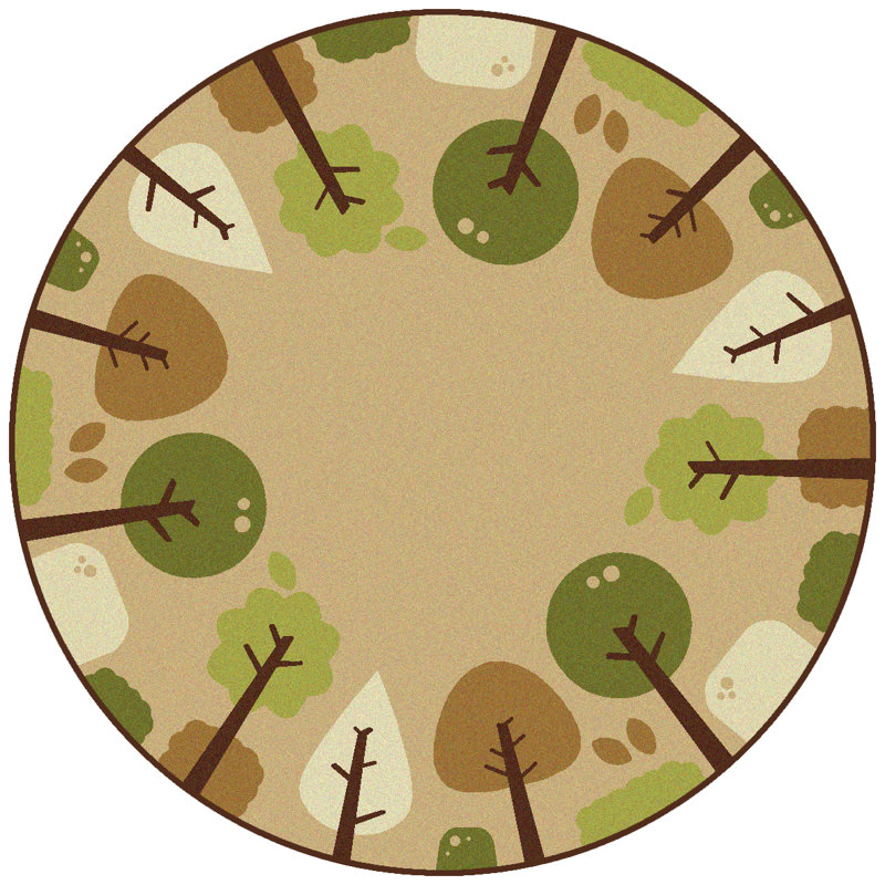 Tranquil Trees KIDSoft Tufted Brown/Green Decorative Area Rug, Round 6'