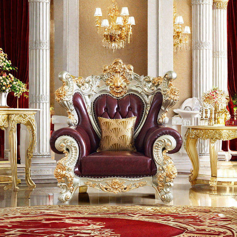 Fauteuil en cuir véritable capitonné européen