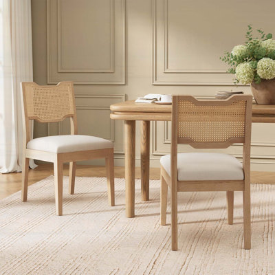 Ensemble de 2 tabourets de bar de style campagnard de 71 cm (28 pouces), tabourets de comptoir en fer sans accoudoirs et rembourrés avec dossier en rotin naturel pour la cuisine et la salle à manger