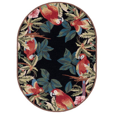 Hogle Hand Hooked Wool Floral Rug