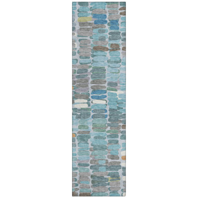 Machine Washable Indoor/Outdoor Chantille ACN2349 Abstract Rug