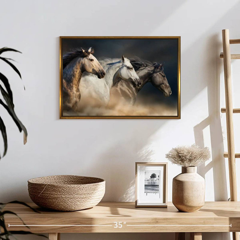 Chevaux magnifiques, Cadre flottant doré, 19 po x 13 po