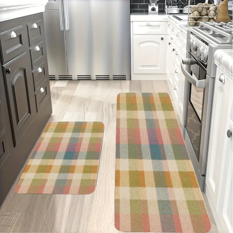 Motif écossais, tapis de cuisine antidérapants 2 pièces