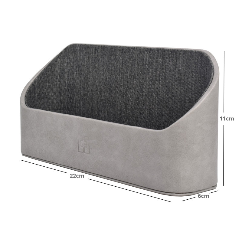 Faux Leather Desk Organiser, Grey