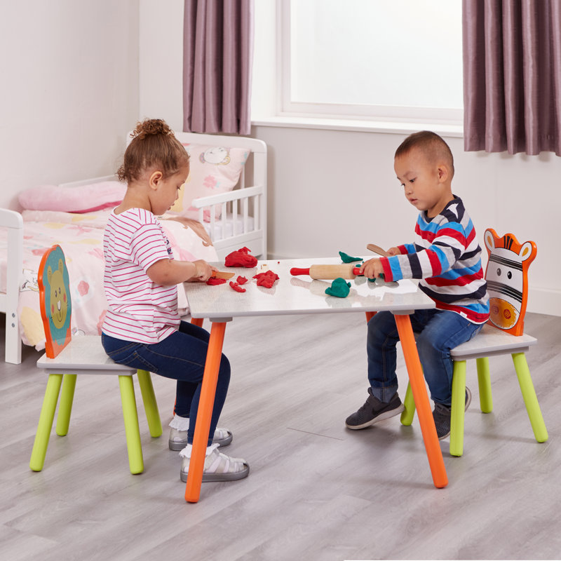  Kids Lion and Zebra Table and 2 Chairs Set