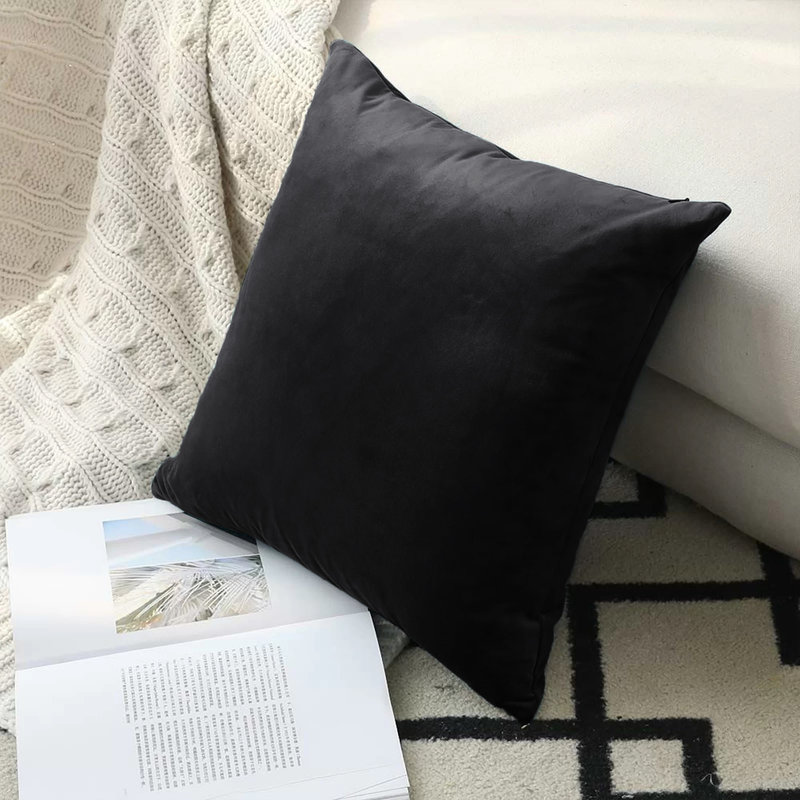Square Euro Cushion Cover, Black