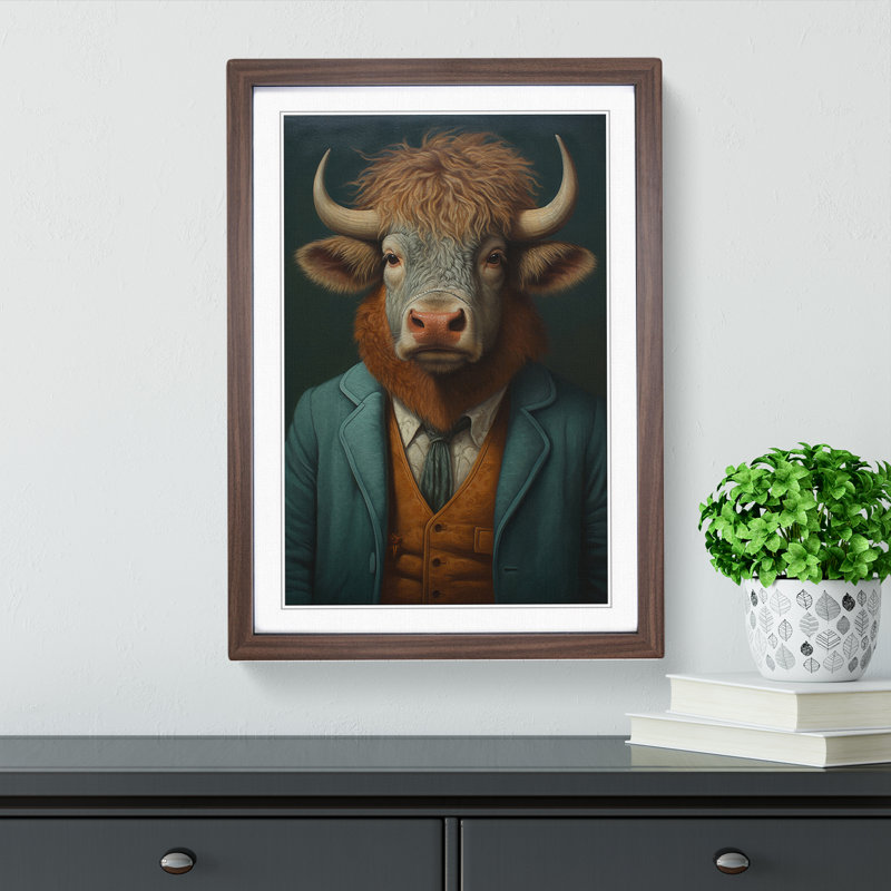 Bison Painting - Framed Print, Walnut, 64cm H x 46cm W x 2cm D