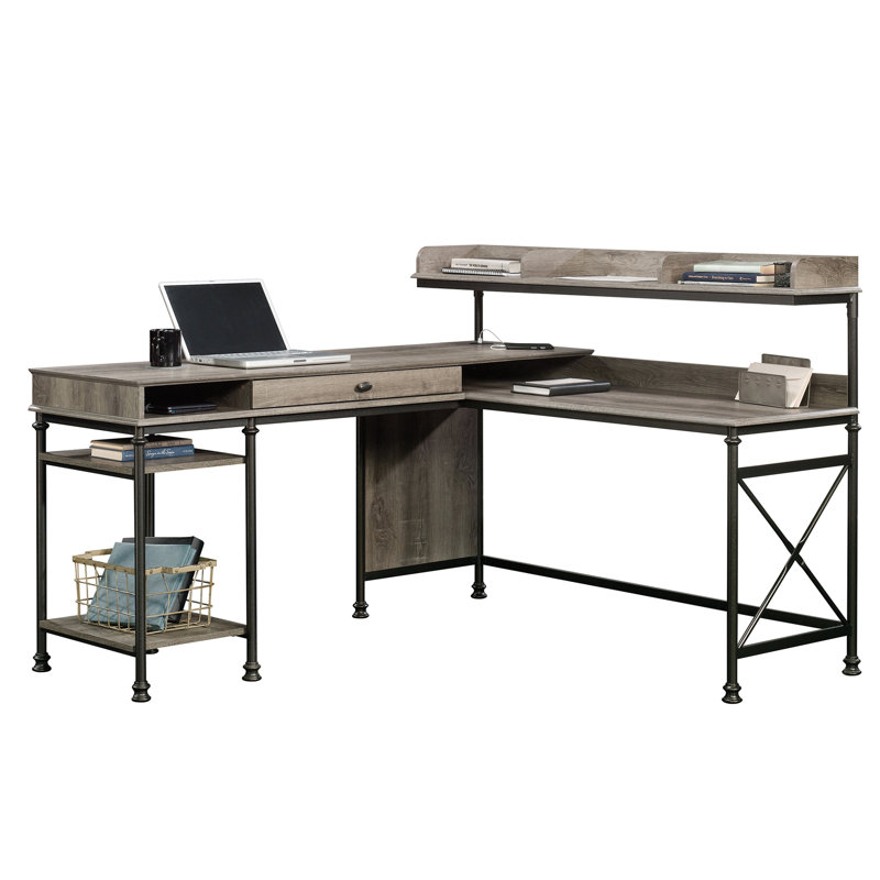 L-Shaped Desk with Built-In Usb Ports And Grommet Holes