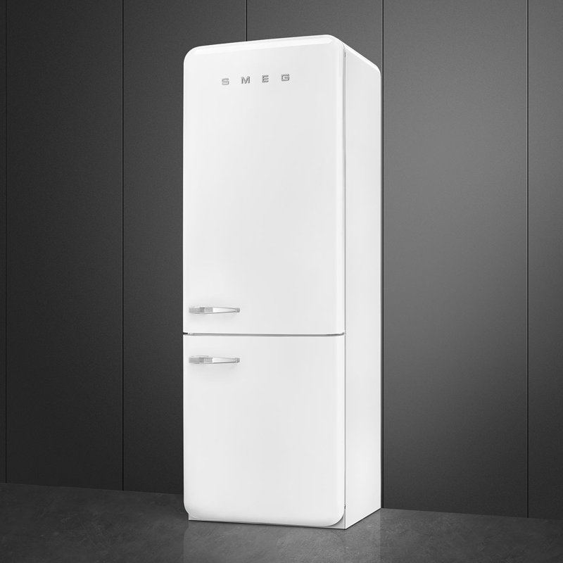 SMEG 27.8" Bottom Freezer 16.26 cu. ft. Energy Star Refrigerator, White, Left Handed