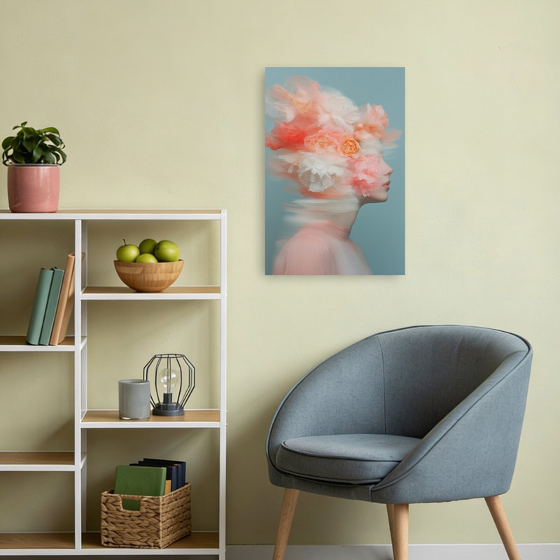 «Ethereal Floral Profile Abstract Delicate Ethereal Flower Portrait», reproduction d'art murale, H 24 po x l 16 po