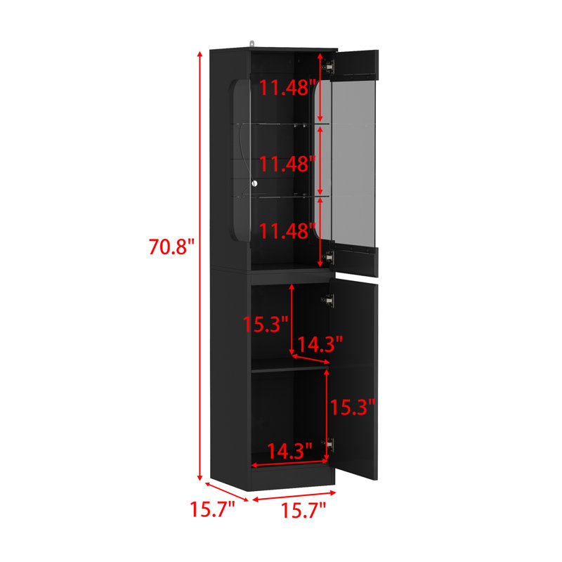 Vitrine verticale haute brillance 70,8 "avec lumières DEL