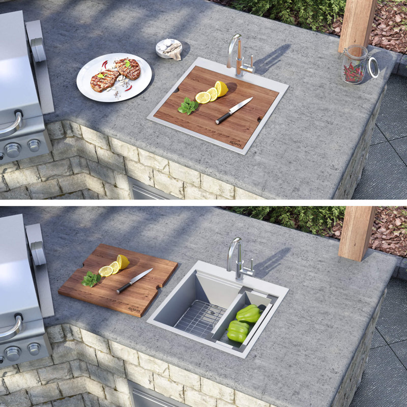 Vino 21" L x 20" W Drop-In Kitchen Sink with Basket Strainer