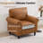 39.4" Wide Rolled Accent Chair Faux Leather Armchair-1275439937