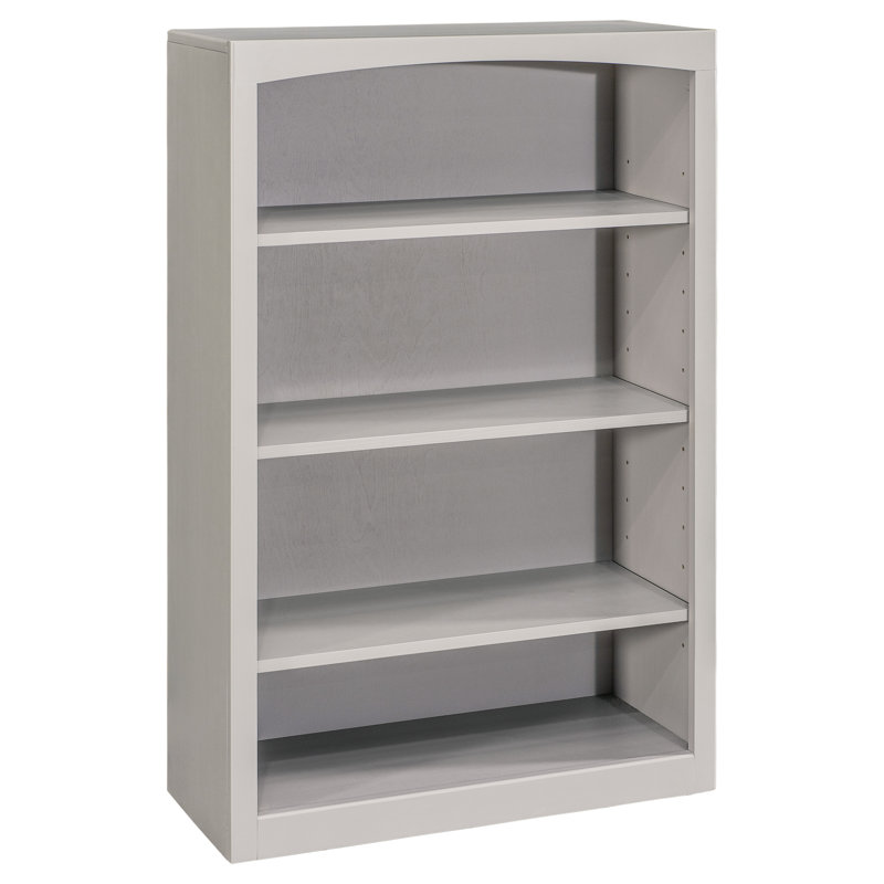 Ossy American Built Solid Wood Bookcase, Storm Gray, (4 Shelves) 48"H x 30"W x 12"D