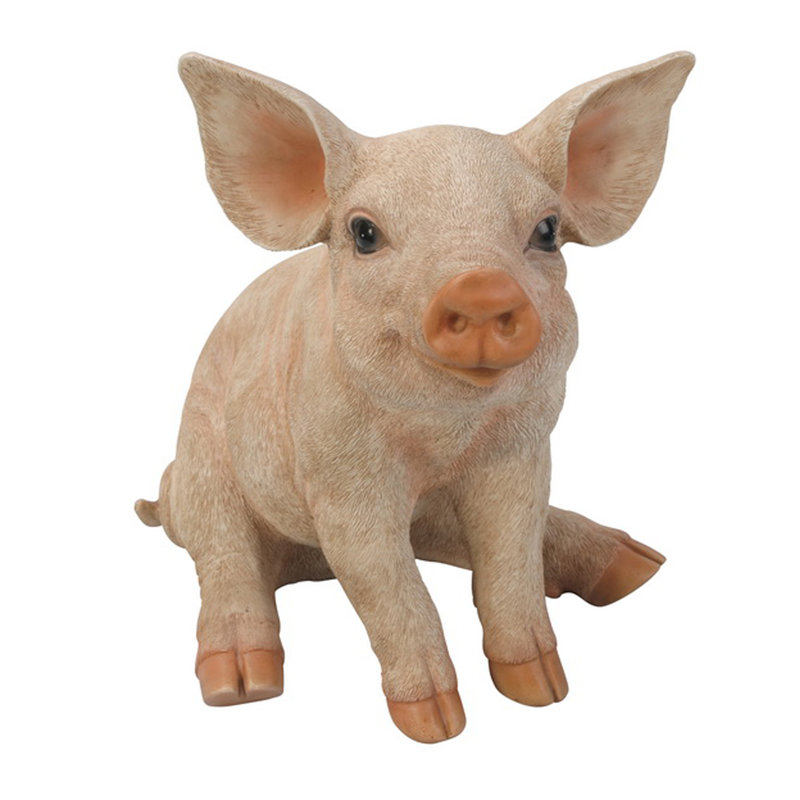 Figurine cochon assis, H 12 po x l 10 po x P 13 po