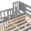 Lit mezzanine double avec bureau, tablettes de rangement et escalier, gris-435058401