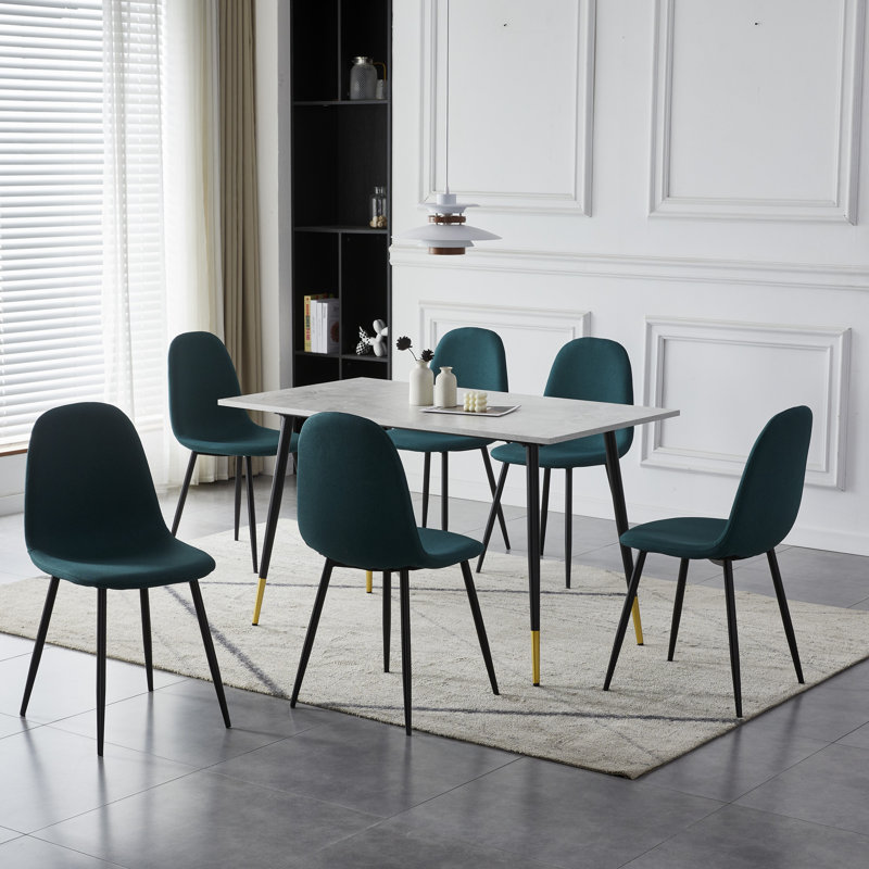 Table de salle à manger rectangulaire 7 pièces Ezzidi, Vert