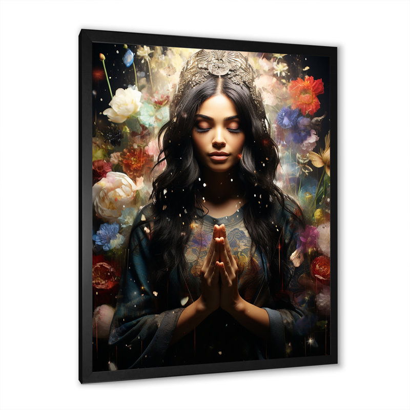 Tranquil Yoga Retreat 1 - Yoga, art mural, Cadre simple noir, H 40 po x l 30 po x P 1,5 po