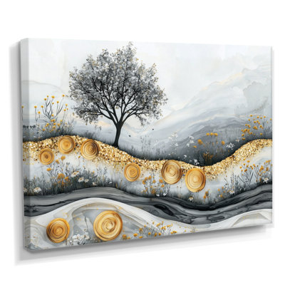 «Golden Wildflowers Crystal River Landscape II - Wildflowers», reproduction d'art sur toile
