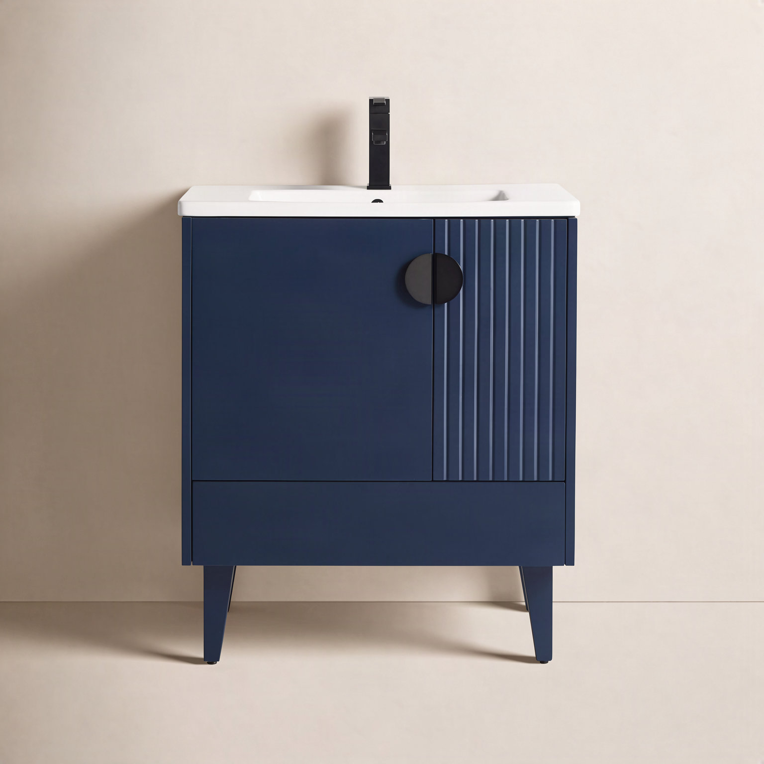 Saimah 30'' Single Bathroom Vanity, Navy Blue, Black
