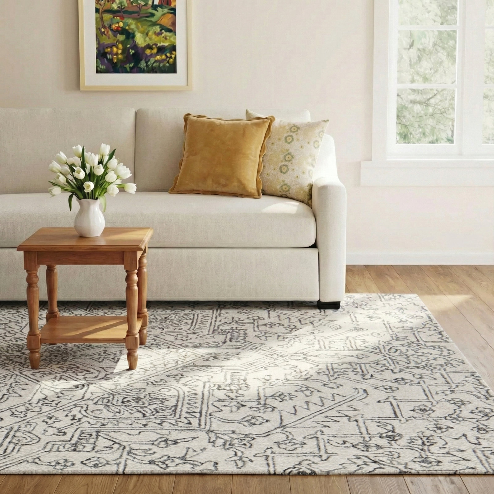 Armando Charcoal Gray Hand-Tufted Oriental Wool Rug, Rectangle 8' x 10'