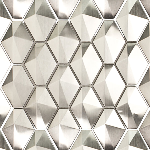 Bond Tile Corrie 3" x 4" Stainless Steel Honeycomb Mosaic Wall Tile