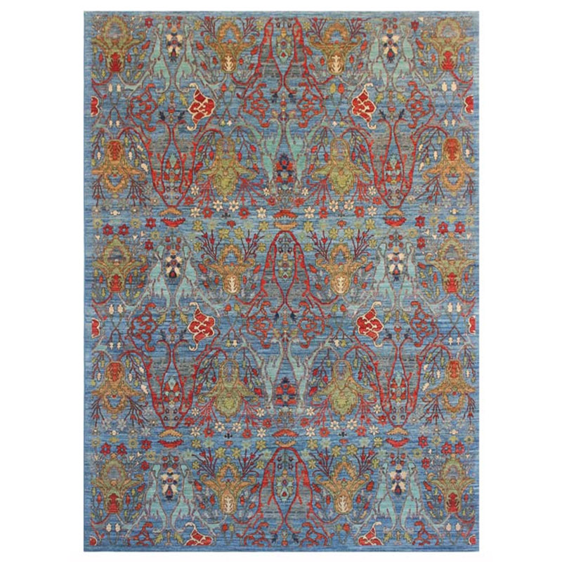 Tapis bleu unique de 9 pi x 11 pi 11 po