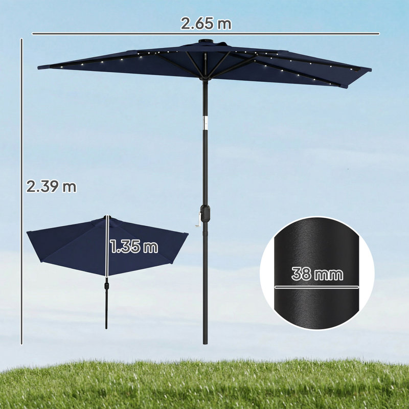 265cm Wall Mount Parasol, Dark Blue