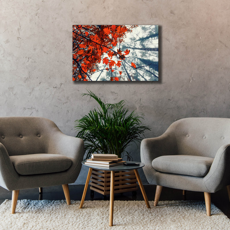 «Red Autumn Leaves» par Iorg Vitomirov, art mural sur toile, H 26 po x l 40 po x P 1,5 po