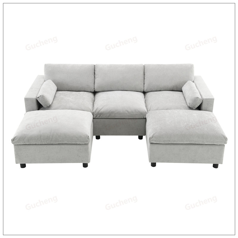 Canapé modulaire Chenille, Gris clair