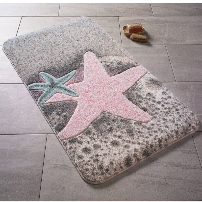 Tapis de bain John, Rose / gris, H 0,5 po x l 31 po x L 55 po