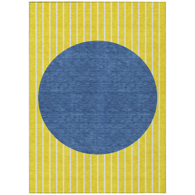 Machine Washable Indoor/Outdoor Chantille ACN994 Yellow Area Rug