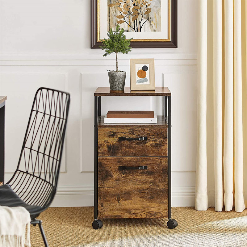 Brixton 41 cm W 2 -Drawer Filing Cabinet, Rustic Brown/Black