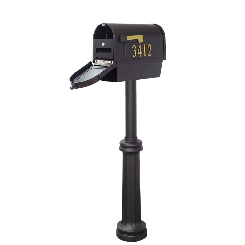 Berkshire Aluminum Post Mounted Post box with Magnetic Closure and with Newspaper Compartment