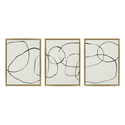 «Dancing Circles BW» par Teju Reval, ensemble d'art mural sur toile encadrée