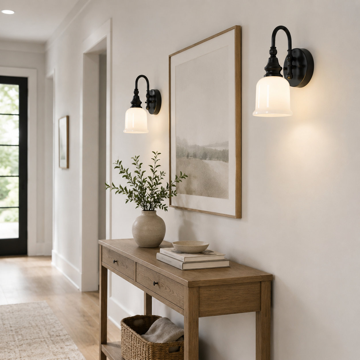 Cassiel Single Light Dimmable Armed Sconce, Matte Black