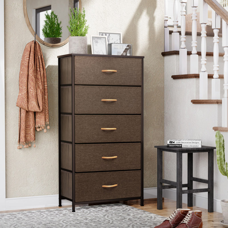 Commode 5 tiroirs l 23,2 po Willmert, Brun / noir