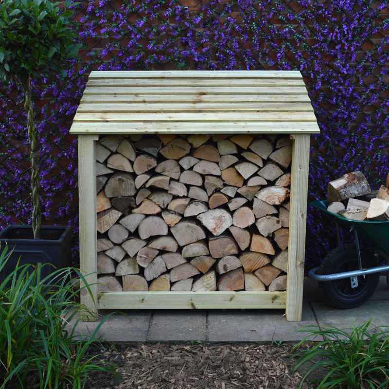 123cm W x 80cm D Solid Wood Log Store, Light Green