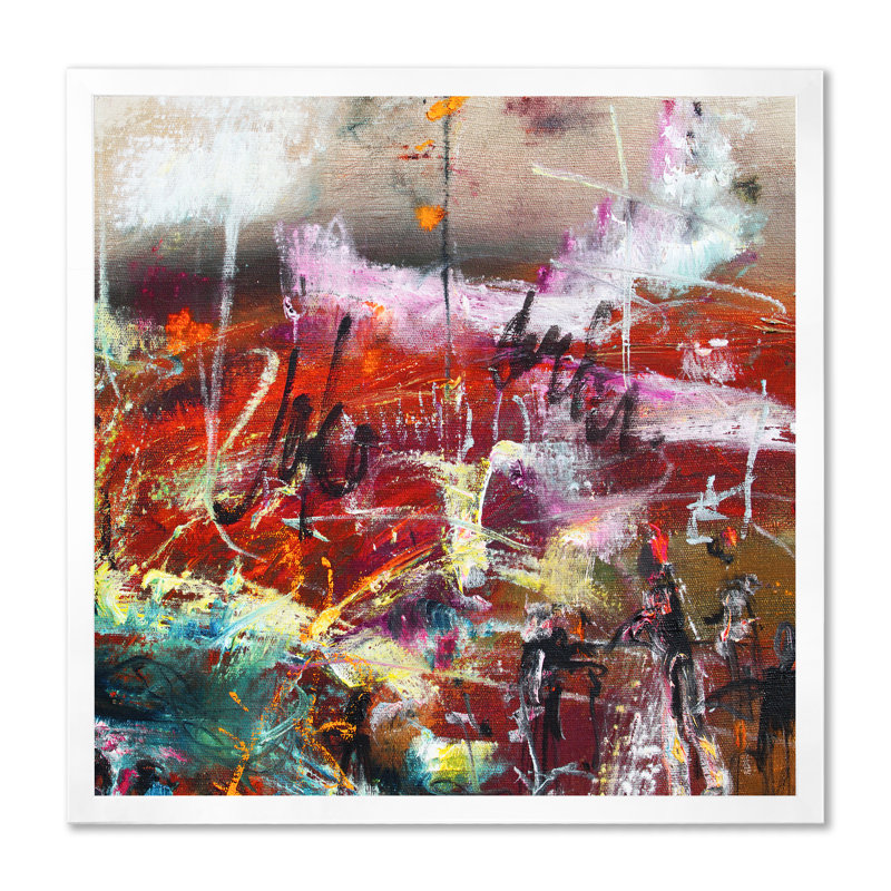 Music Abstract Painting - Painting on Canvas, 36" H x 36" W x 1.5" D, White Picture Framed