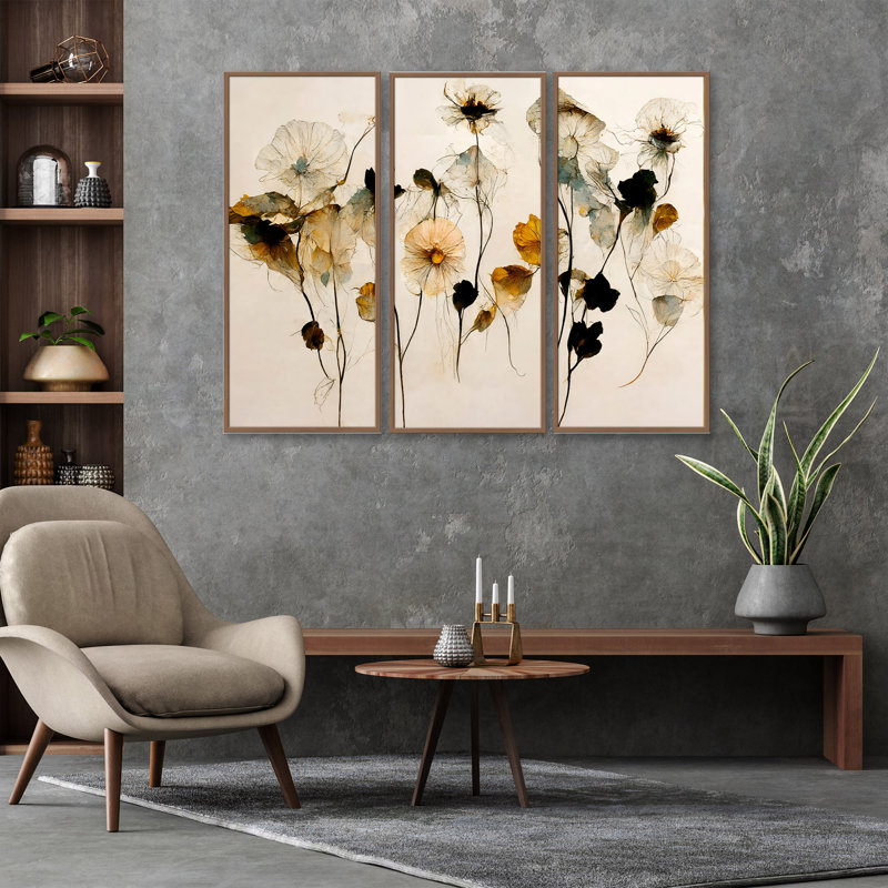 «Beautiful Dry Flowers» par Treechild - Ensemble de 3 reproductions de cadres photo sur bois, L 36 po x H 24 po