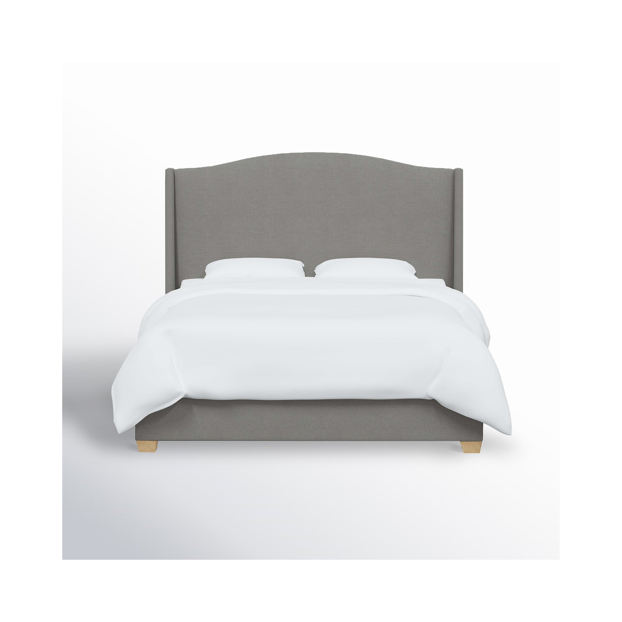 Allis Upholstered Wingback Bed, Classic Grey Linen, Twin