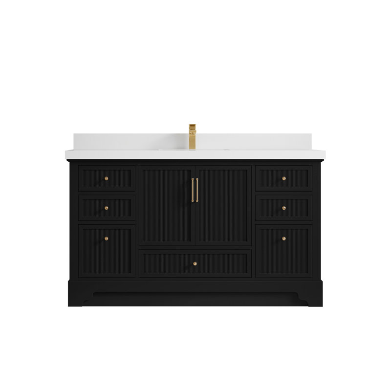 Meuble-lavabo sur pied simple 60 po avec plateau Alys, Blanc