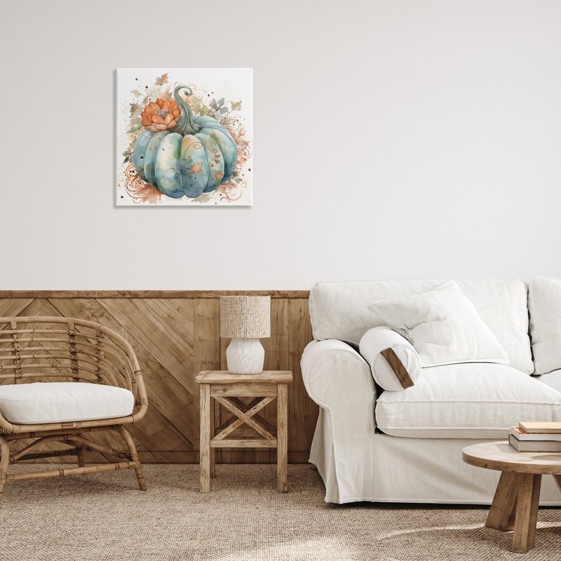 Boho Pumpkin & Blossom Canvas, design par Creative Studio, H 17 po x l 17 po