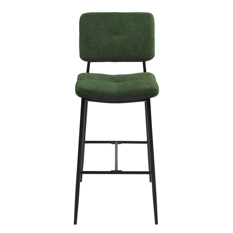 Yelton Upholstered Counter Stool with Metal Frame, Green