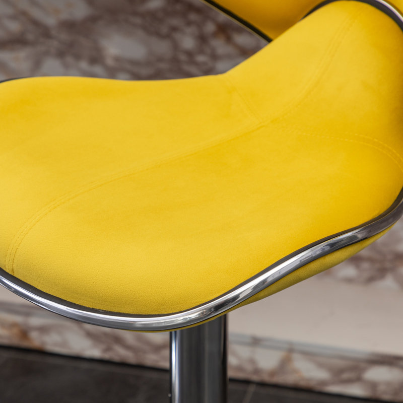 Tabouret de bar rotatif ajustable en velours, ensemble de 2, Jaune