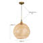Luminaire suspendu en osier de style rotin naturel 16 po en osier avec finition laiton
