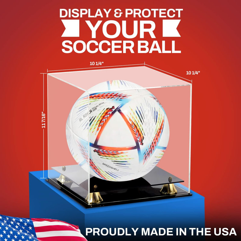 Vitrine de ballon de soccer PENNZONI, vitrine de soccer en acrylique transparent, Dos transparent
